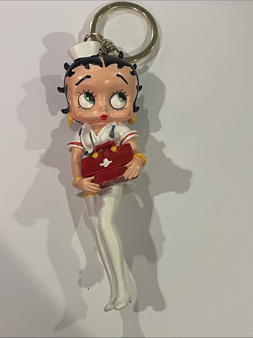 Hand Crafted Betty Boop Sailor Keychain / Bag Charm with Red Purse